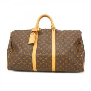 LOUIS VUITTON Brown Monogram Keepall 55 Boston Bag
